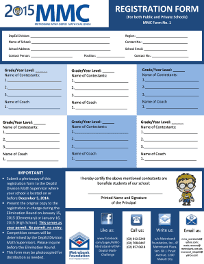 MMC Registration Form for Schools