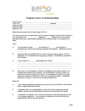 Student Internship Letter of Understanding