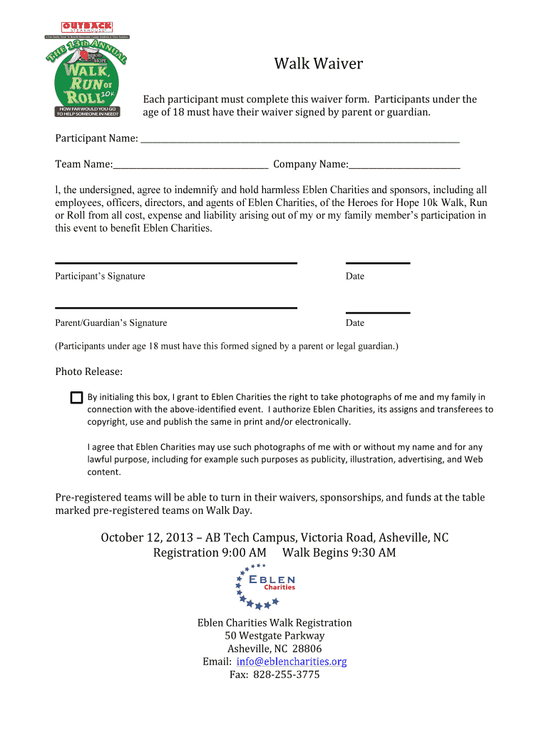 Fillable Online eblencharities Walk Waiver Formdocx - eblencharities ...
