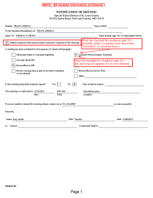 IEP Meeting Notification and Plan