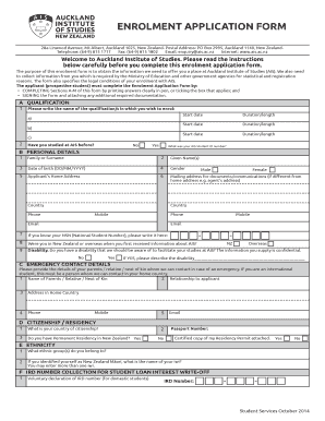 Auckland Institute of Studies Enrolment Application Form