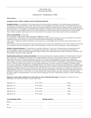 Oral Health Article Submission Form