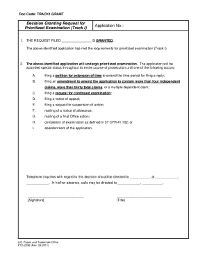 USPTO Track I Grant Notice