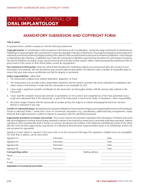 International Journal of Oral Implantology Copyright Form