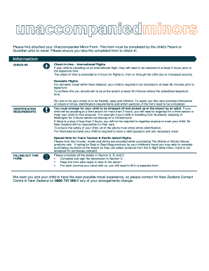 Unaccompanied Minor Travel Form
