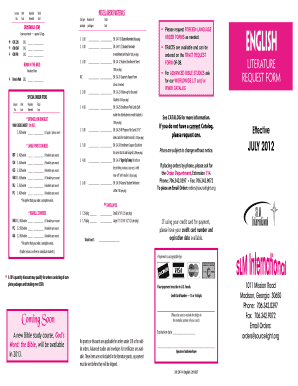 English Language Order Form