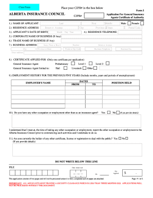 Alberta Insurance Agent Certificate Application