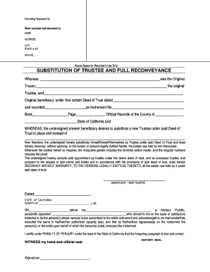 Substitution of Trustee and Full Reconveyance