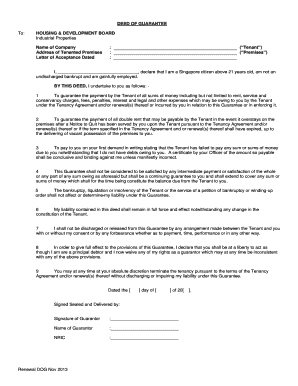 Deed of Guarantee for Tenant