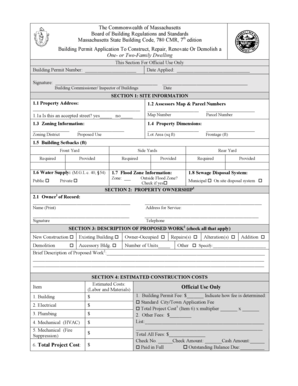 Massachusetts Building Permit Application