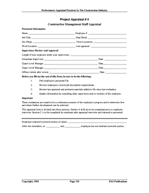 Construction Management Staff Appraisal Form