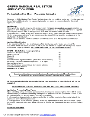 Griffin National Real Estate Application Form