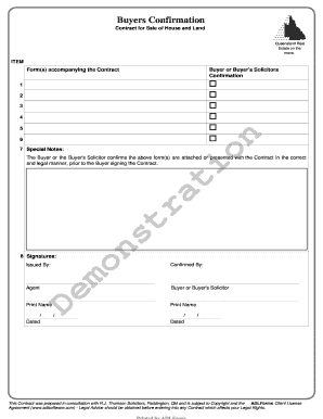 Queensland Buyers Confirmation Form