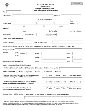 Catholic School Application
