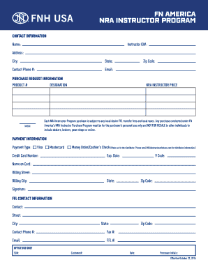 NRA Instructor Program Purchase Form