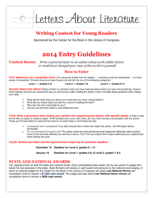Letters About Literature Contest Entry Form