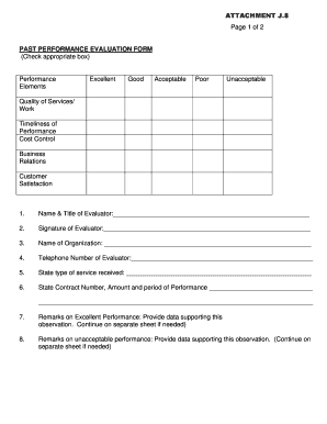 Past Performance Evaluation Form