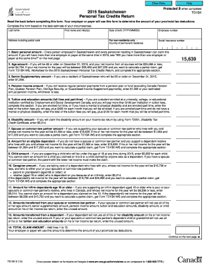 Saskatchewan TD1SK Personal Tax Credits Return