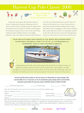 Harvest Cup Polo Classic 2008 Ticket Order Form