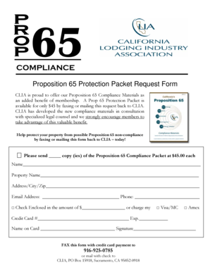 Proposition 65 Compliance Packet Request Form