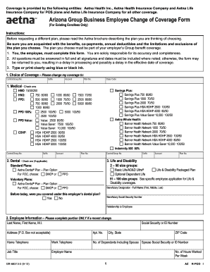 Arizona Group Business Employee Change of Coverage Form