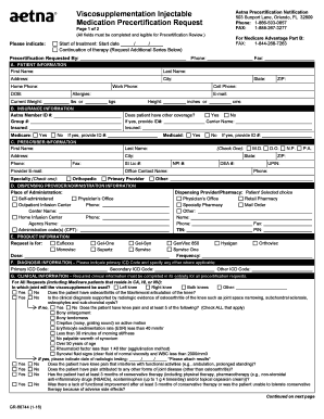 Aetna Viscosupplementation Injectable Precertification Notification