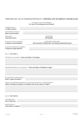 Certificate of Origin and Health for Breeding Pigs