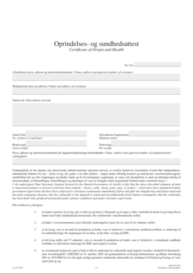 Certificate of Origin and Health