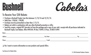 Bushnell Trophy Cam Rebate Form