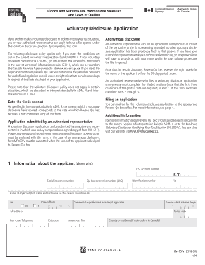 Voluntary Disclosure Application Form