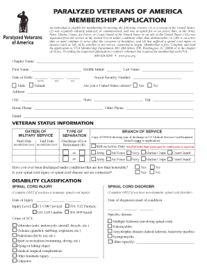 Paralyzed Veterans of America Membership Application