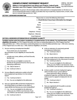Unemployment Deferment Request Form