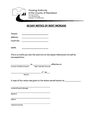 60 Day Notice of Rent Increase