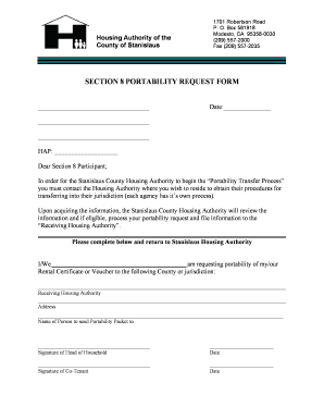 Section 8 Portability Request Form