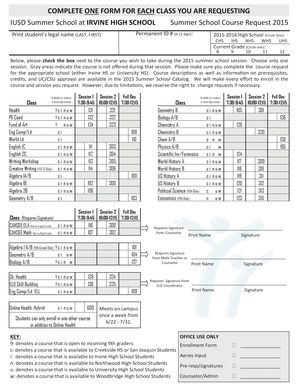 IUSD Summer School Course Request Form