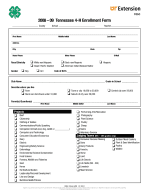 Tennessee 4-H Enrollment Form