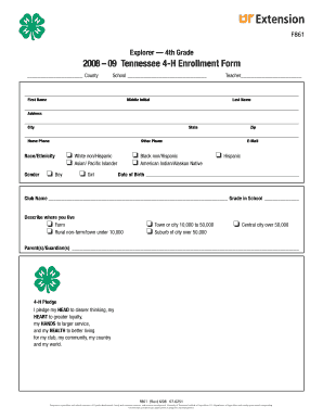 Tennessee 4-H Enrollment Form
