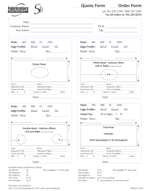 Quote Form Order Form