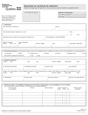 Demande de certificat de sélection