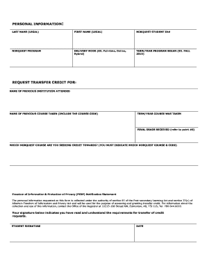 Transfer Credit Request Form