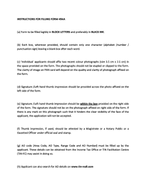 Permanent Account Number Application Form 49AA