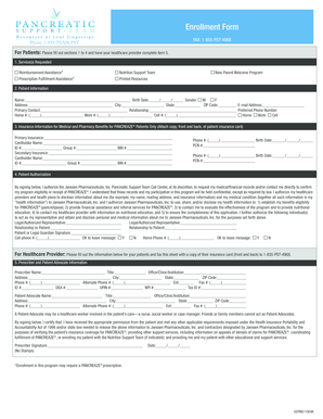 PANCREAZE Patient Enrollment Form