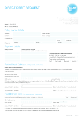 Direct Debit Request Form