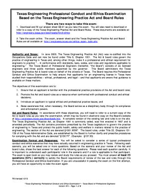 Texas Engineering Professional Conduct and Ethics Examination