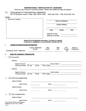 International Verification of Licensure