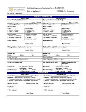 Individual Car Loan Application Form
