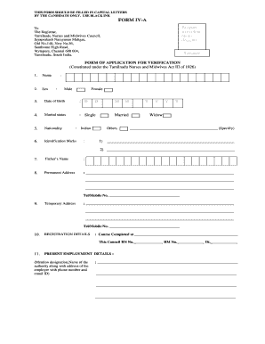 Tamilnadu Nurses and Midwives Council Application Form