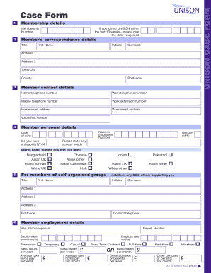 UNISON Case Form