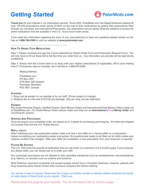 PolarMeds Prescription Order Form