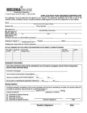 Application for Degree/Certificate